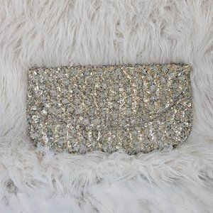 Vintage Richere Silver Beaded Pouch Made in Hong Kong
